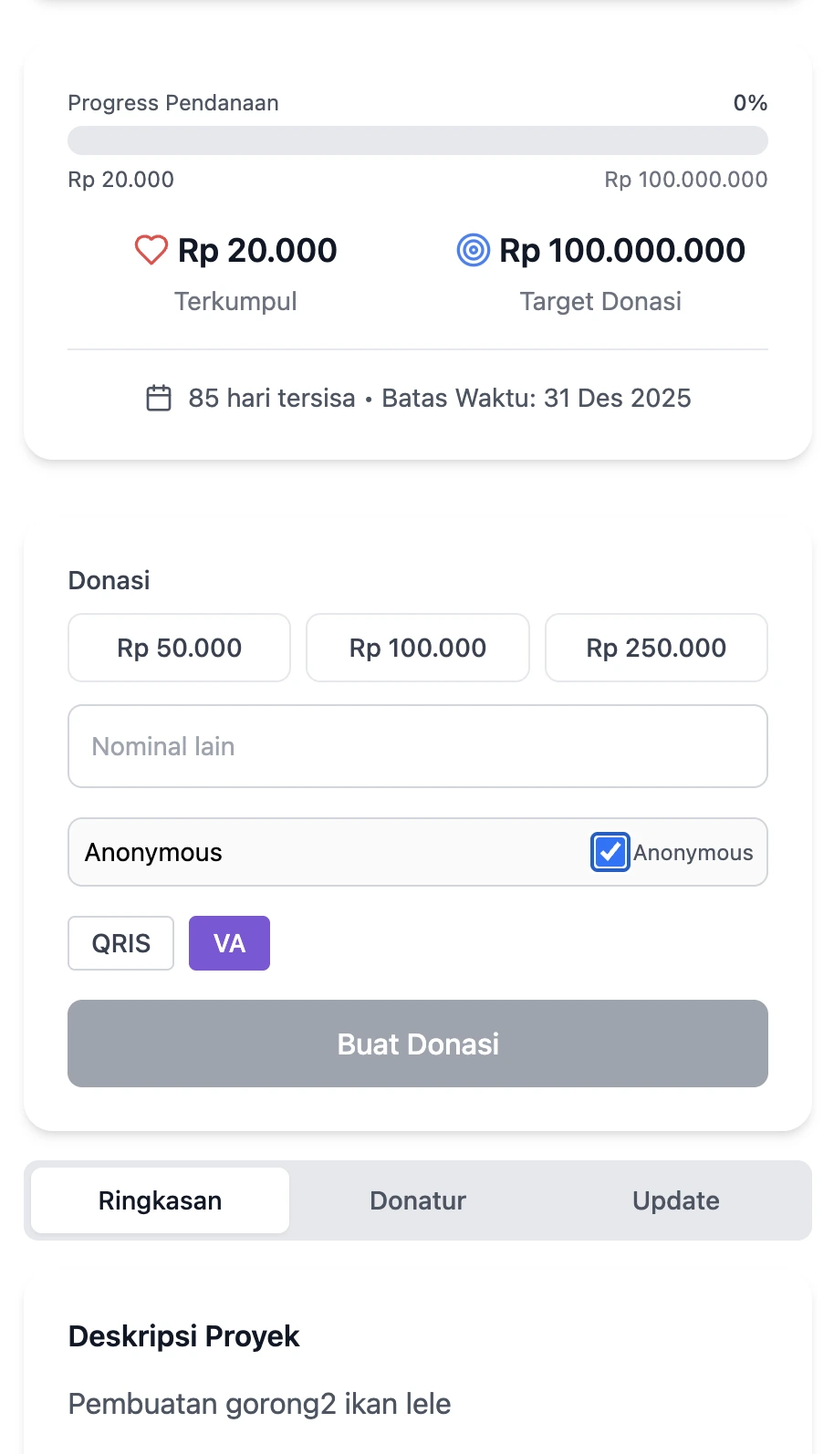 Kelola Proyek Donasi